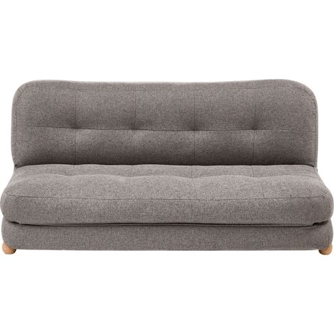 Sofá cama de 2 plazas tapizado de lino sintético patas de madera acolchado salón dormitorio habitación de invitados gris oscuro Esbjerg