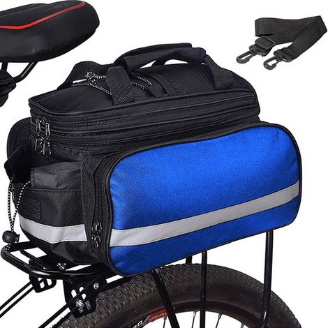 Bolsa para bicicleta,27 L,Bolsa multifuncional impermeable para bicicleta,Bolsa grande para sillín,Bolsa trasera resistente a desgarros,Azul (1/5)