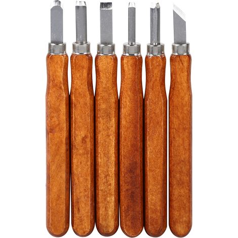 Set di 6 coltelli/scalpelli per intaglio del legno - Acciaio, impugnatura ergonomica, kit fai da te