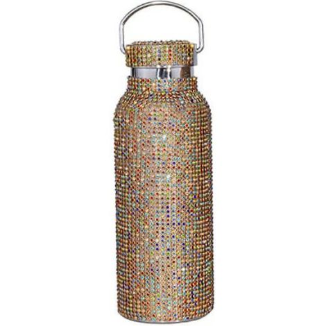 Bouteille Isotherme - Acier Inoxydable 304 - 600 ml - Conservation Chaude et Froide - Strass Incrustés - 24 x 8 x 8 cm - 1 Pièce (1/3)