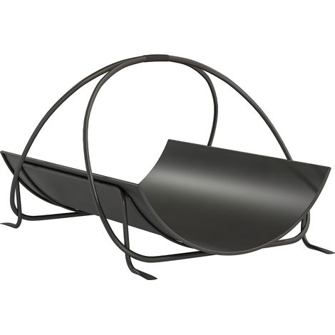 Étagère à bois de chauffage pour bois de chauffage intérieur, étagère géométrique de 51 x 38 x 33 cm avec poignée métallique, noire