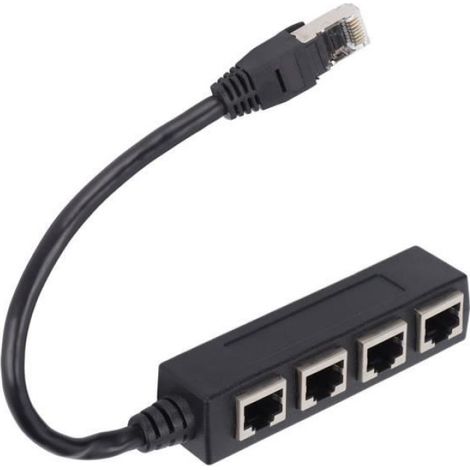 Adaptateur Répartiteur RJ45 1 Vers 4 - Connecteur Ethernet Pour Bureau Maison - 1 Pièce (1/4)