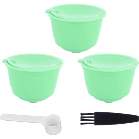 Ensemble de Capsules Café Filtre Acier Inoxydable pour Machine DOLCE GUSTO (Vert, 3 Capsules, 1 Cuillère, 1 Brosse) (1/5)
