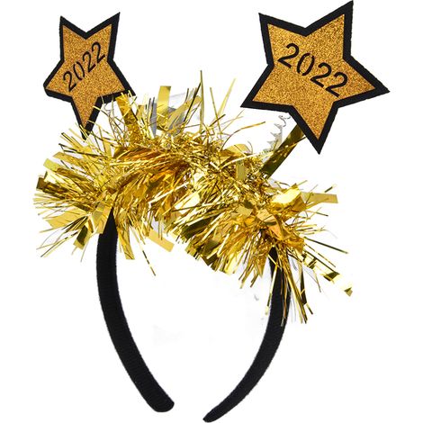 Frohes Neues Jahr 2022: Silbernes Sternenstirnband mit Metalldraht und goldenem Sternenhaaraccessoire (1/5)