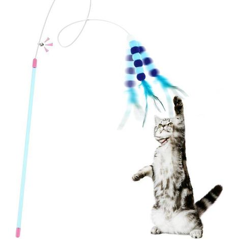 Jouet à plumes pour chat avec boule à pompon - Jouet interactif pour chat - Jouet d'entraînement pour chaton en intérieur (1/5)