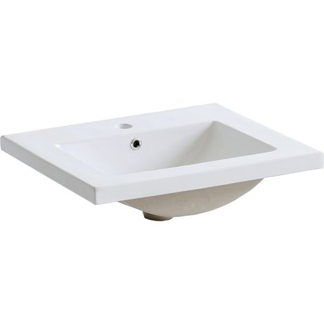 Einbauwaschbecken SANO 60 cm Keramik weiß glänzend rechteckiges Design