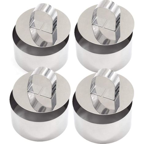 Emporte Pièce Rond, 4 Pièces Emporte Piece Rond 8 cm, Cercle Patisserie, Acier Inoxydable Emporte-Pièces, avec Couvercle Convient pour Mousses Gâteaux Desserts Biscuits Glaçage