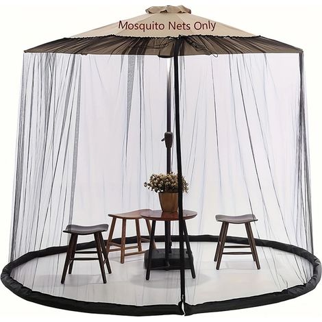 Moustiquaire filet pour parasol et parasol romain de terrasse, protection anti-insectes sans installation jardin, Composition : 300 × 230 cm, Couleur : blanc (1/5)