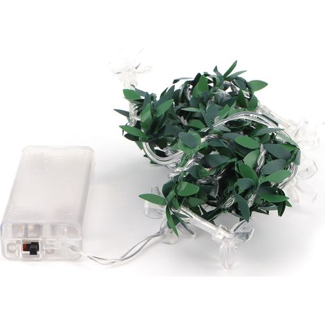 Guirlande Lumineuse à Feuilles Artificielles - 10 LED Blanc Chaud - 1,5 m - IP42 - Alimentation 2 Piles AA - Décoration Intérieure Extérieure - 1 Pièce (1/5)