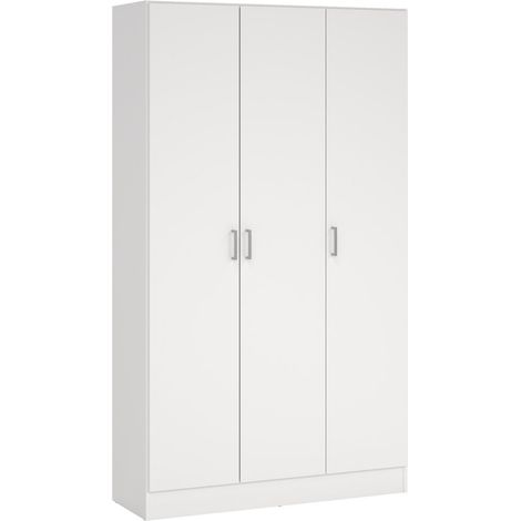 Dmora – Armoire multi-usage blanche 34,6x180h cm – 4 étagères – 3 portes – Pour rangement optimisé dans espaces réduits