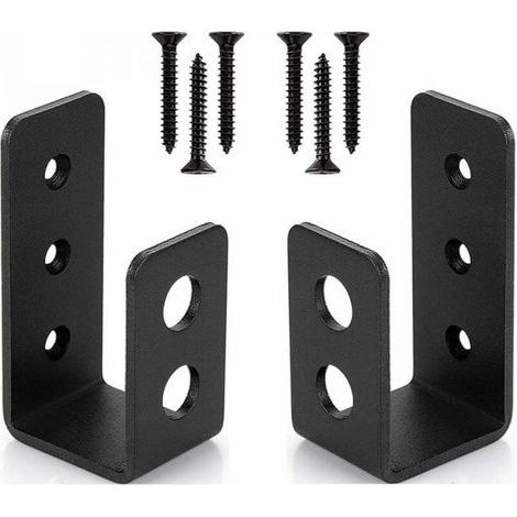 Lot de 2 supports de porte en acier robuste pour porte de 2 x 4, barre de sécurité en forme (1/4)