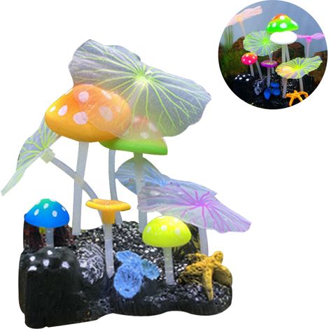Ornement Lotus - Décoration Aquarium en Silicone avec Ventouse - Effet Phosphorescent sous Lumière Actinique - Lot de 1 Pièce (1/5)