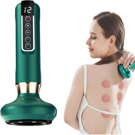 Masajeador reductor portátil con ventosas, 12 niveles de velocidad, recargable, con bolas de acero, modelo verde. (1/5)
