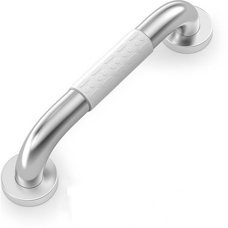 Poignée de douche pour personnes âgées, poignée pour salles de bain handicapées, poignée avec handicap, en acier inoxydable, stable et sûre, avec anneau fluorescent, blanc argent, 30 cm, moderne (1/4)