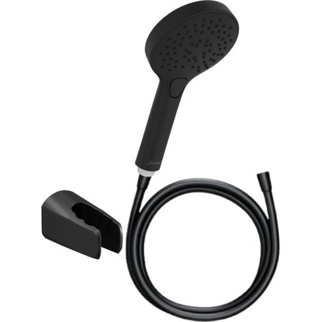 Pommeau de douche JACOB DELAFON Metro 3 jets noir + flexible + support