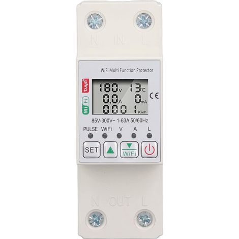 63A WiFi Smart Power Meter Switch WiFi Metering AC85 à 300V Disjoncteur Télécommande Mobile sans Fil Fonctionne
