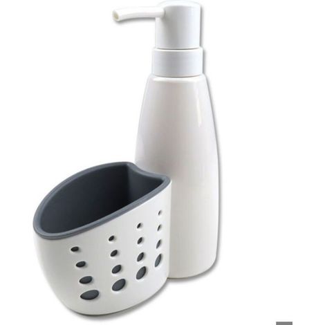 Distributeur Savon + Porte-Éponge Cuisine 20 cm – Gain de Place & Pratique (1/4)