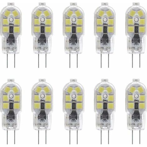 royaluxe -10-Pack G4 2W LED Ampoule pour les Ampoules de Hotte, AC/DC 12V, 20W Ampoules Halogènes Équivalent, 200LM, Bi-Pin avec Couvercle en PVC Transparent, Blanc Froid 6000K, Non-dimmable (1/5)