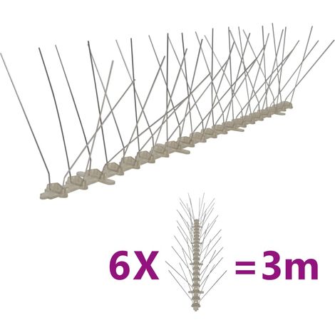 vidaXL Ensemble de 6 pointes à 4 rangées contre oiseaux Plastique 3 m (1/5)