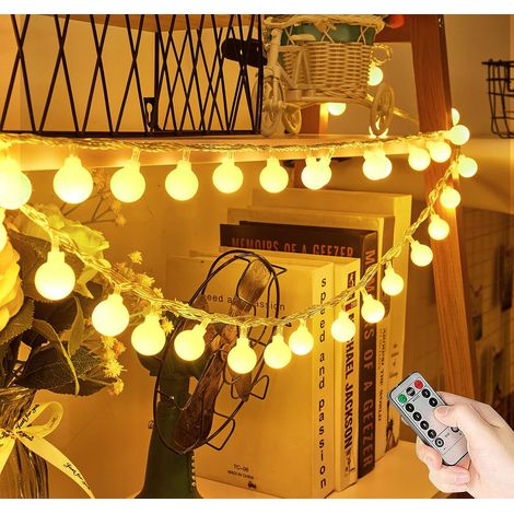 Guirlande Lumineuse à Piles Étanche, 5M/50LED Guirlande Lumineuse à Piles Décoration de Noël (Blanc Chaud) (1/5)