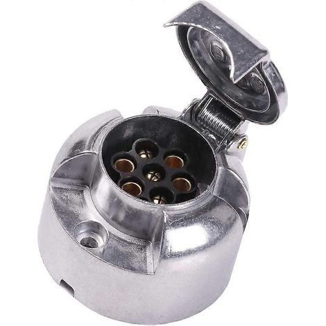 Barre de remorquage à broche, prise électrique pour remorque, connecteurs de feux de voiture 7 broches en alliage d'aluminium métallique pour caravanes ou autres véhicules utilitaires (1/4)