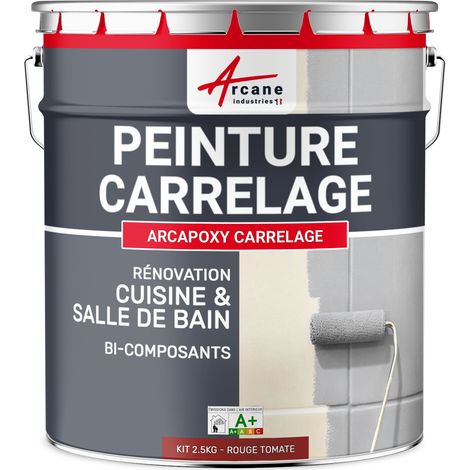 Peinture carrelage, cuisine & salle de bain, résine bi-composante : Arcapoxy carrelage - 2.5 kg (jusqu'à 25 m² en 2 couches) Rouge Tomate - RAL 3013 - ARCANE INDUSTRIES
