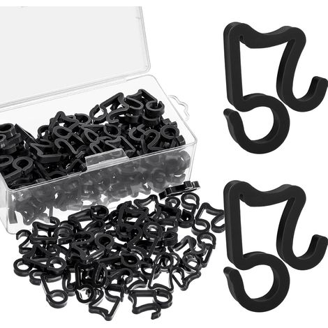 Sollbry Gancho para luces navideñas de exterior, resistente a la intemperie, para decoración navideña (negro, 120 unidades) (1/5)