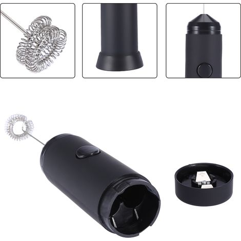 Batteur à œufs électrique portable en acier inoxydable pour mousse à lait et café noir