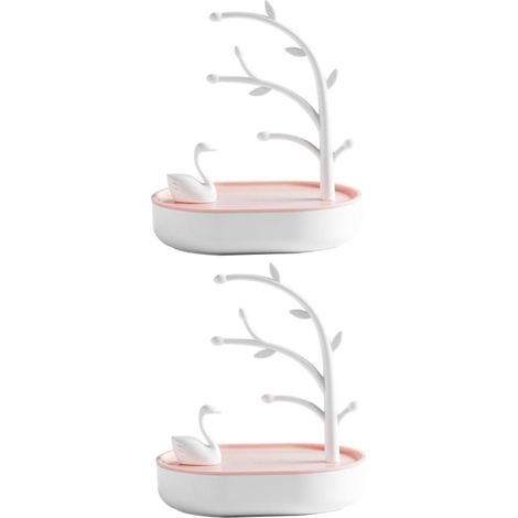 2pièces Organisateur De Bijoux Rose Porte-Bijoux Élégant Forme De Cygne avec Support pour Boucles Oreilles Colliers Et Bracelets Rangement Pratique pour Accessoires De Mode (1/5)