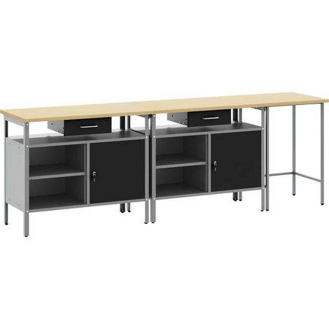 Ensemble d'établi 3 pcs Rouge et Gris Acier enduit de poudre (1/5)