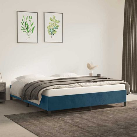 Bettgestell ohne Matratze Dunkelblau 160x200 cm Samt