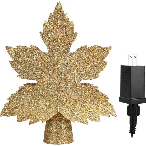 Projecteur de Cime de Sapin de Noël, Lampe Ornementale Lumière Nocturne Décorative pour Fêtes Maison, AC100V‑240V, Prise US Dorée (1/5)