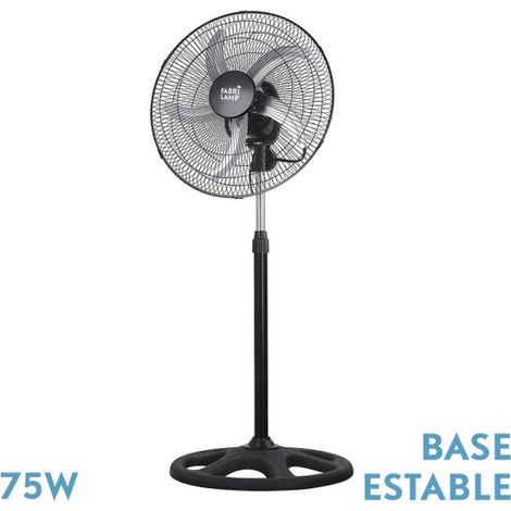 Schwarzer verstärkter Standventilator 75 W mit 5 Aluminiumflügeln