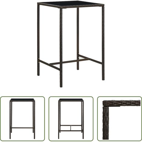 Table de jardin en résine - Table de bar de jardin Marron 70x70x110 cm Résine tressée verre (1/5)