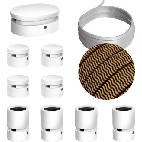 Sistema Filé Symmetric Kit - con cavo di 5 m per catenaria e 9 componenti in legno verniciato bianco per interni