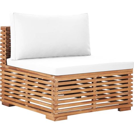 Divano Centrale da Giardino con Cuscino Crema Massello di Teak vidaXL (1/5)