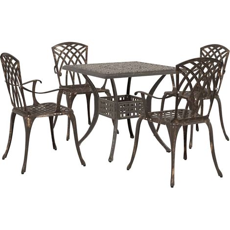 Maison Exclusive - Set di Tavolo da Giardino 5 pcs Bronzo Alluminio pressofuso