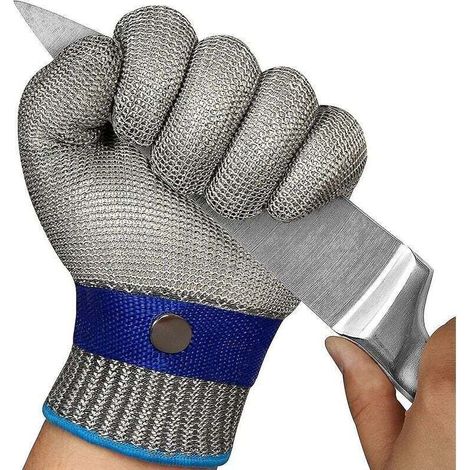 Gants résistants aux coupures Niveau 9 Gants de coupe en treillis métallique en acier inoxydable (XL),de (1/4)