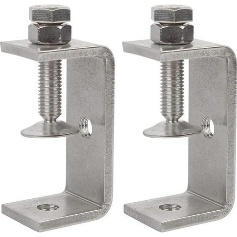 QAZQA 2er-Pack robuste C-Klemmen aus Edelstahl 304, 65 mm breite Maulöffnung, Glasklemme, Holzbearbeitungsklemme (1/5)