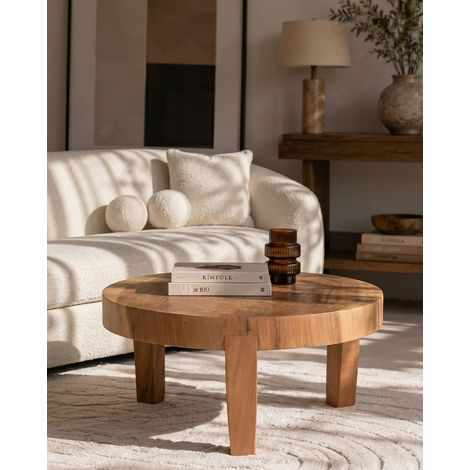 Olia - Table basse ronde en teck massif (1/5)