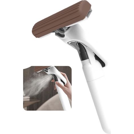 Mini balai à franges éponge avec vaporisateur, tête en éponge PVA super absorbante - idéal pour les sols stratifiés, la cuisine et la salle de bain Outils de nettoyage pour la maison (blanc) (1/5)