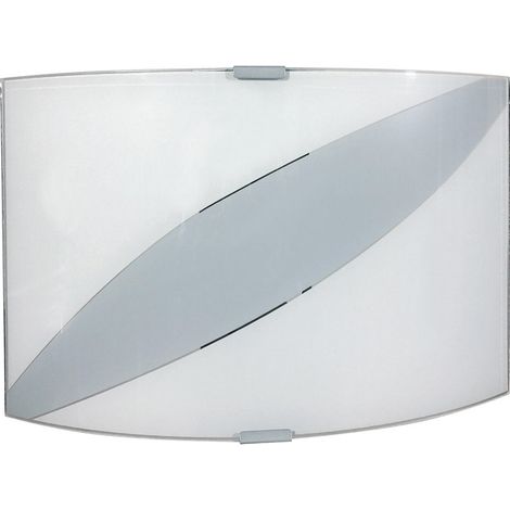Applique 1xE27 Montatura Argento Vetro Lastra Bianco Decorato Fascia E-Energy Valentina (1/2)