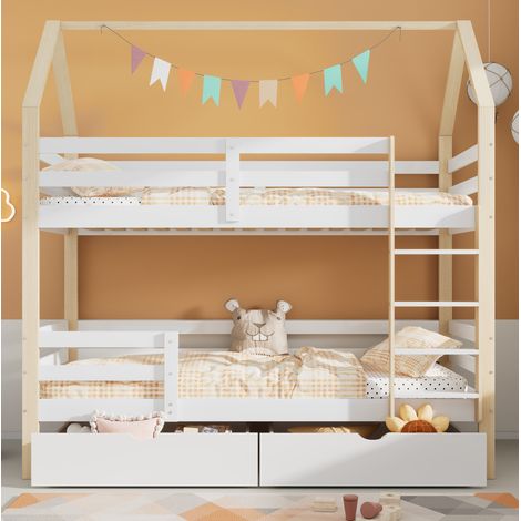 Bett Doppelbett mit Stauraum 90x200 Kiefernholz OKMYHOME (1/5)