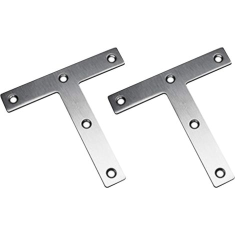 CSPARKV (2 Stück) T-förmige Montagebeine, 120 x 120 mm flache gerade Befestigungswinkel, Möbelbefestigungsplatte, plattierte Halterungen, Reparatur-Edelstahlhalterung