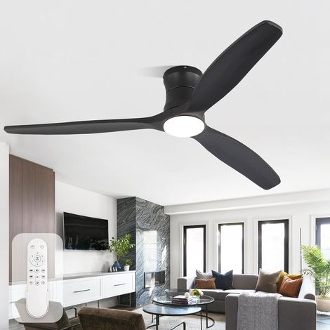 132cm Ventilateur Plafond avec Lumière, Bois Massif, Télécommande (1/5)