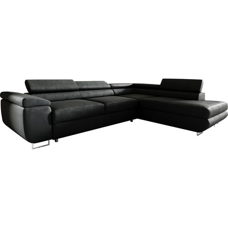 Ecksofa, rechts umwandelbar, 4-Sitzer Lyam Schwarz
