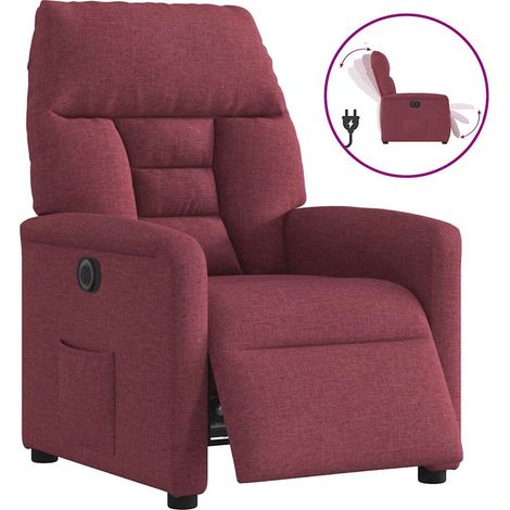 Relaxsessel Elektrisch Weinrot Stoff