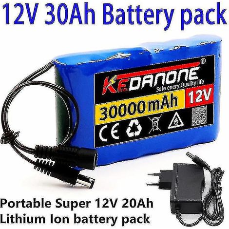 Neuer tragbarer Super-Lithium-Ionen-Akku (12 V, 30000 mAh) mit DC-12,6-V-30-Ah-Kapazität für Überwachungskameras und Monitore + Ladefunktion (1/3)