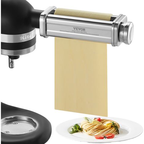 VEVOR Rouleau a Pates pour KitchenAid en Acier Inoxydable Accessoire a Pates pour Robot Patissier Anti-adhesif 8 Reglages d’Epaisseur 0,3-2 mm Largeur Personnalisee de 14 mm pour Tagliatelle Ramen