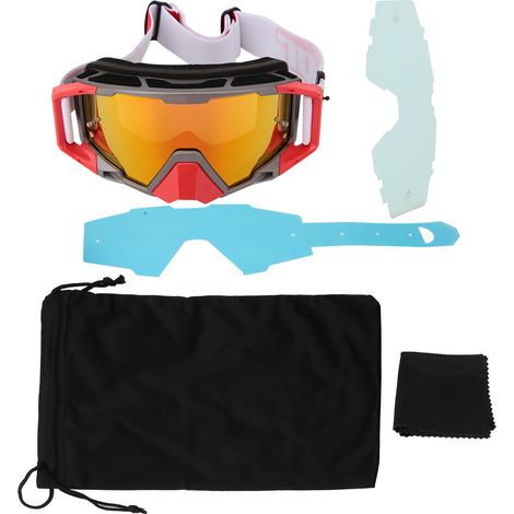 Lunettes moto pare-vent réglables interchangeables pour casque, outil sport extérieur (Gris Rouge) (1/5)